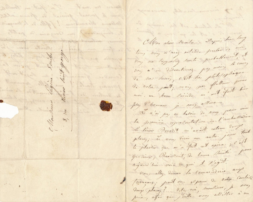 le tempérament d'Eugénie FOA 2 lettres autographes signées 1 à Eugène Scribe