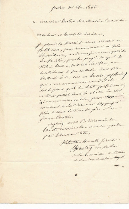 Auguste de KÉRATRY théâtre 2 lettres CHERUBINI AUBER musique autographe