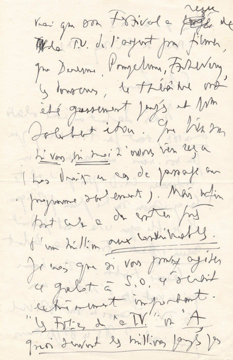 compositeur Henri Sauguet lettre autographe signée 1962 Louis Emié droits auteur