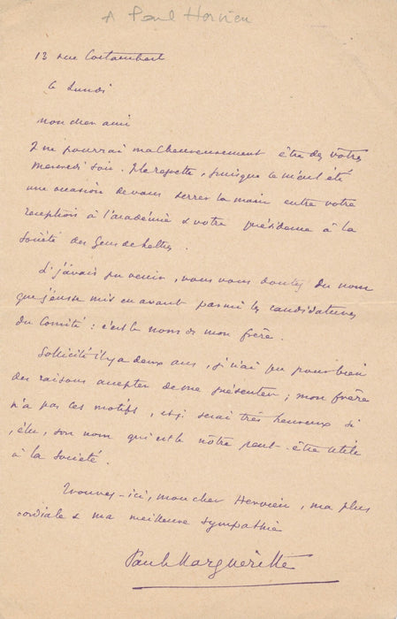Paul MARGUERITTE 2 lettres autographes signées à Paul Hervieu