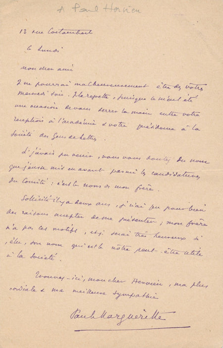 Paul MARGUERITTE 2 lettres autographes signées à Paul Hervieu