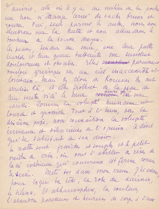 Extase opium, manuscrit autographe anonyme expérience Toulon fumerie