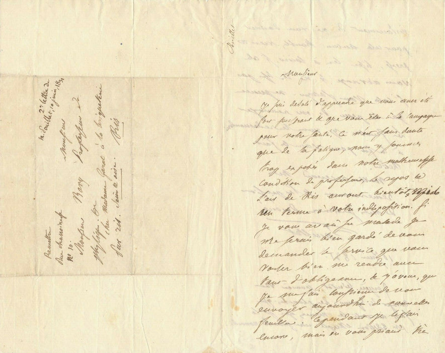 Claude POUILLET 1790-1868 physicien épreuves relecture lettre autographe signée