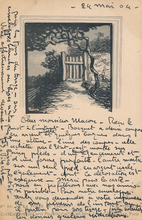 Pierre-Eugène VIBERT carte postale autographe signée Louis Macon coupes en argen