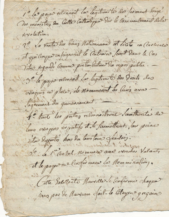 Duchesne Lanjuinais vicaire lettre concordat Bonaparte Renne autographe religion