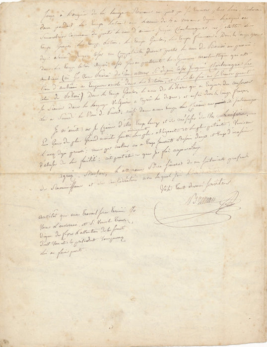 Historien BRESSEAU sur origines Amiens longue lettre autographes signées 1842