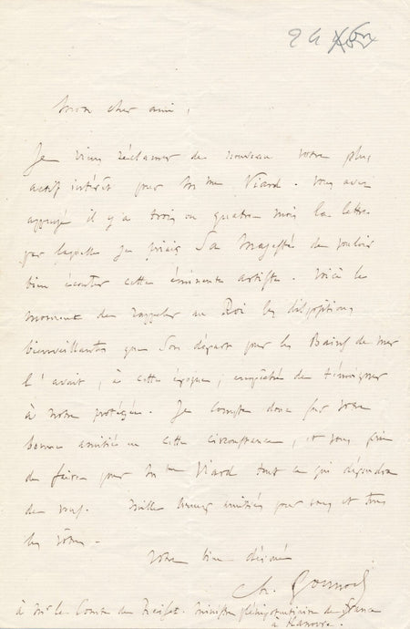 Charles GOUNOD lettre autographe signée à Gustave de Reiset