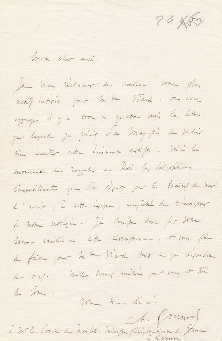 Charles GOUNOD lettre autographe signée à Gustave de Reiset