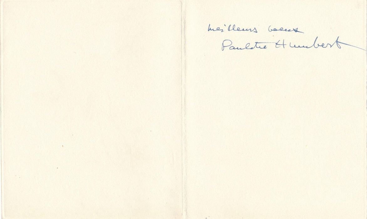 Paulette HUMBERT gravure carte voeux et lettres autographe signée