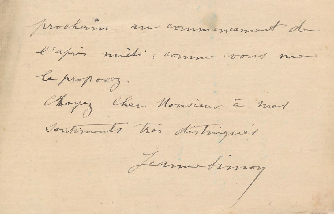Jeanne SIMON lettre autographe signée femme article une peintre amateur .?