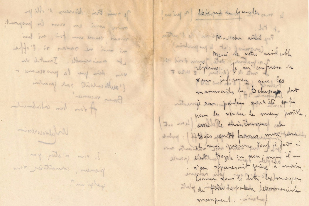 Michel Dimitri Calvocoressi Debussy Coronio lettre autographe signée manuscrit