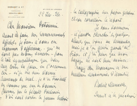 Robert DEMACHY le procédé Poitevin à Georges Potonniée lettre autographe signée