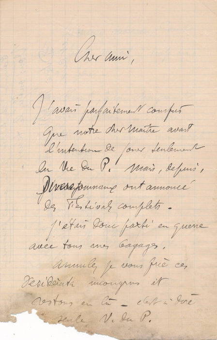 Musique Gustave Charpentier lettre autographe signée Fugère Riddez Vie du Poète