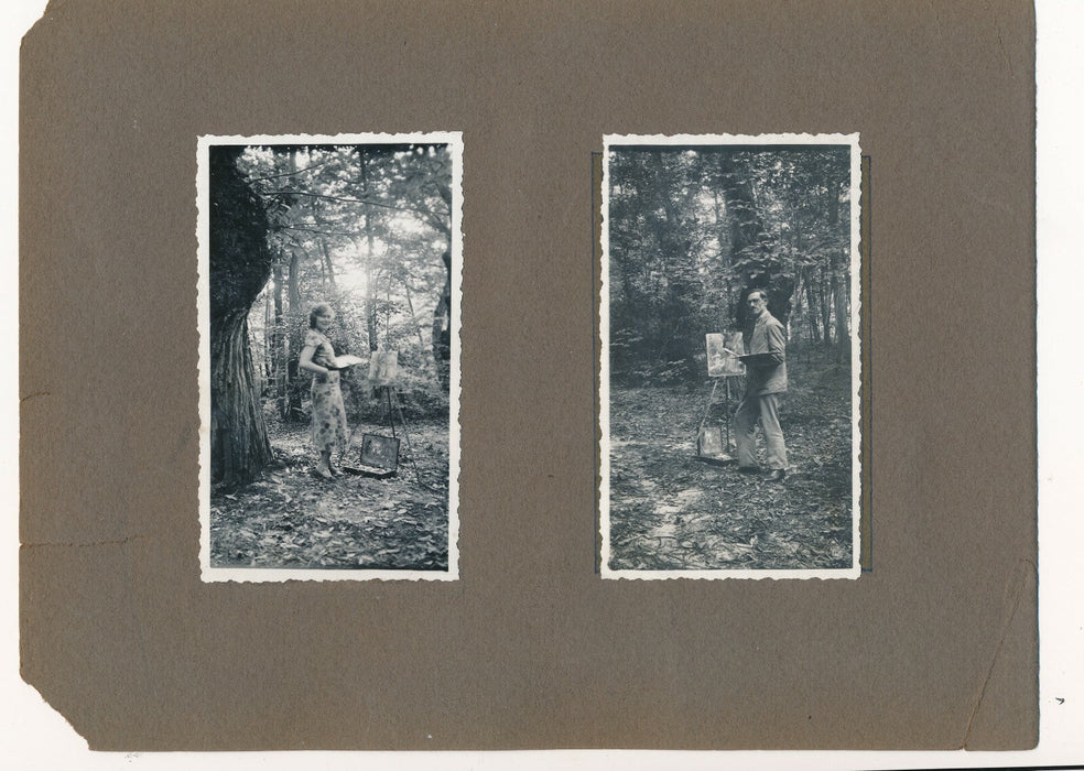 Snapshot photo amateur chevalet homme et femme se peignant !