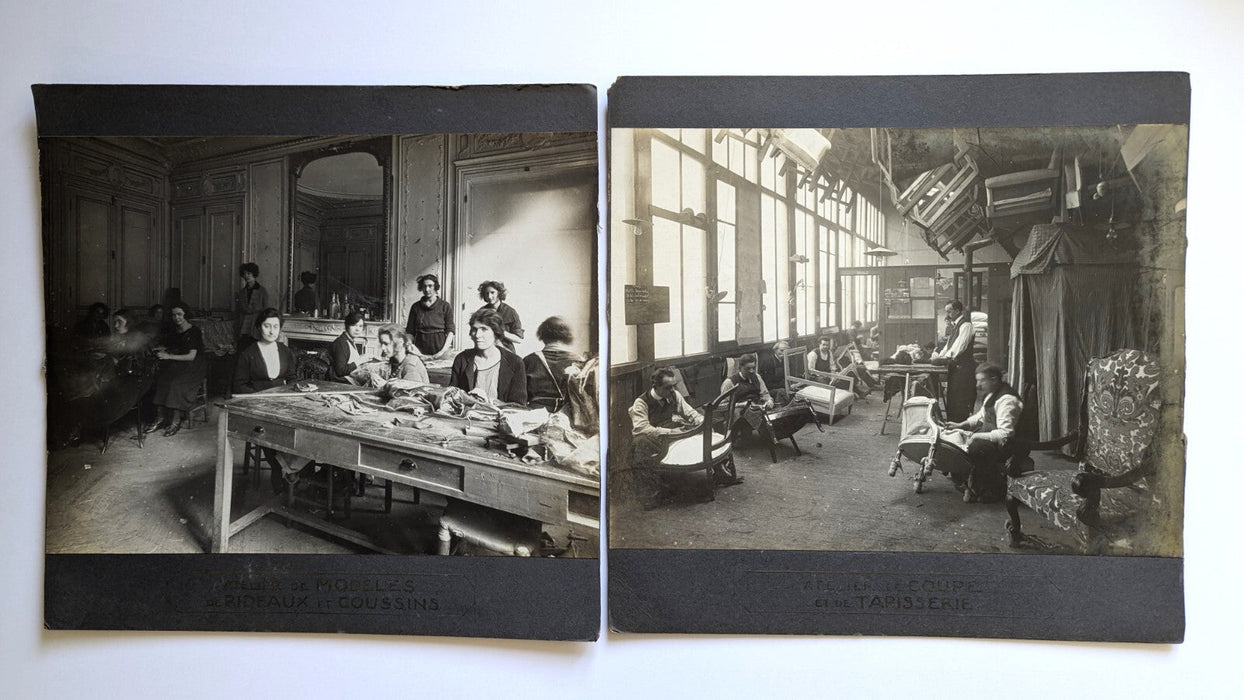 Atelier tissus ameublement tapisserie coussin 2 photo photographie v. 1940