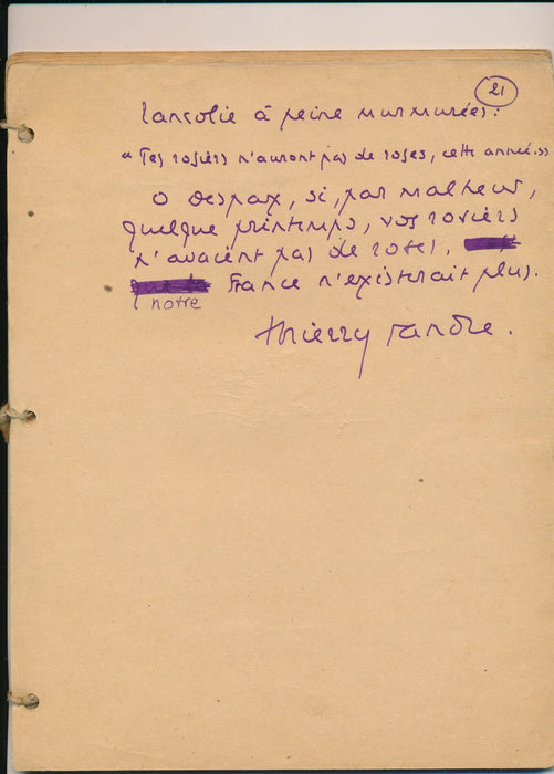 Thierry SANDRE à Emile DESPAX hommage manuscrit autographe signé 1926