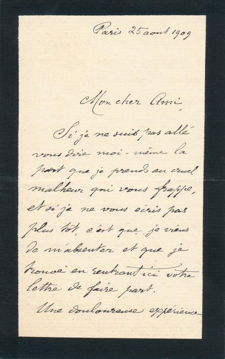 Camille ENLART historien archéologue Lettre autographe signée condoléances