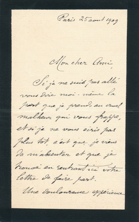 Camille ENLART historien archéologue Lettre autographe signée condoléances