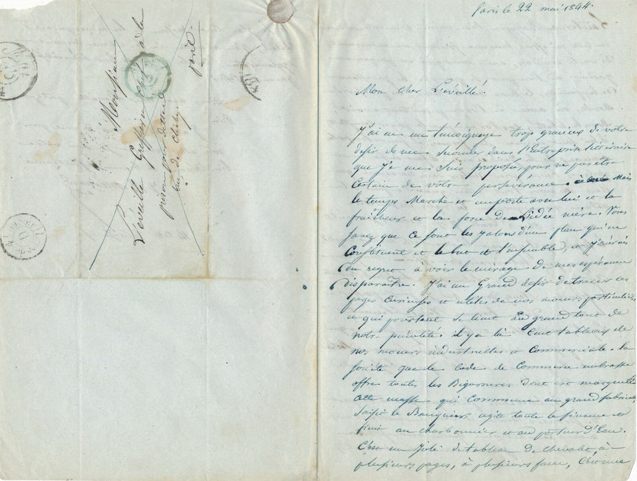 Jean-Baptiste MESNARD Lettre autographe signée prison  dette Étienne L’Éveillé