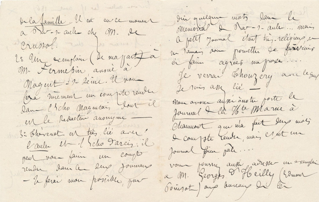 Alphonse BAUDOUIN  7 lettres autographes signées à Eugène de LA COTTIÈRE Aube