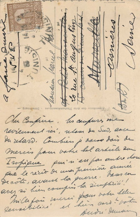 André DEMAISON et son bel article sur  Tropique lettre autographe signée