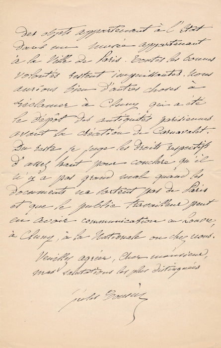 Jules COUSIN bibliothèque Carnavalet lettre autographe signée reliure journal