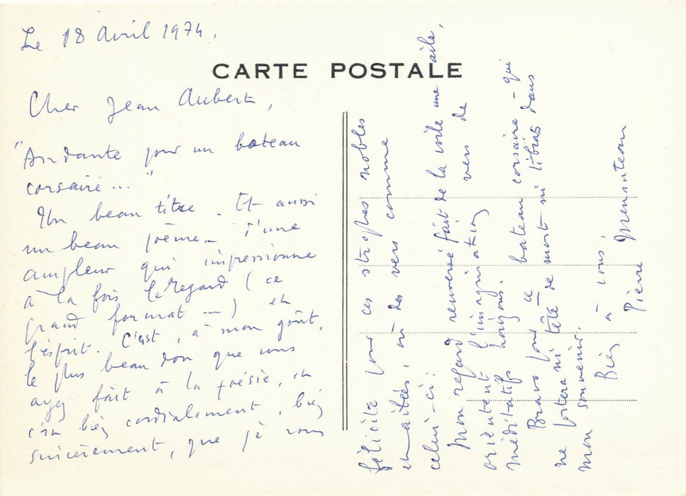 Pierre MENANTEAU 4 lettres autographes signées Aubert Duhamel Roland Le Cordier