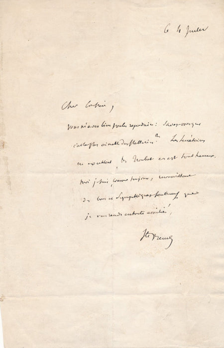 SAINTE-BEUVE les secrétaires exultent ! lettre autographe signée