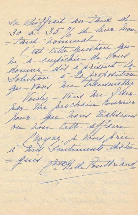 Famille Breuil de Pontbriand comte comtesse Combourg autographe 5 lettres Havre