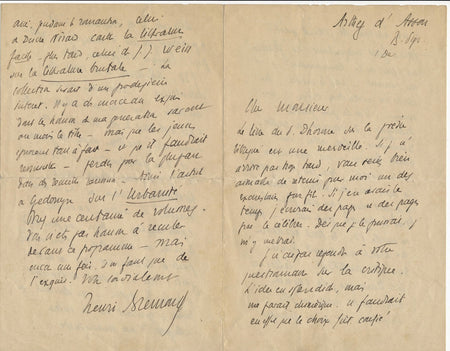 Bibliophilie Abbé Henri Bremond lettre autographe signée editeur Dhorme