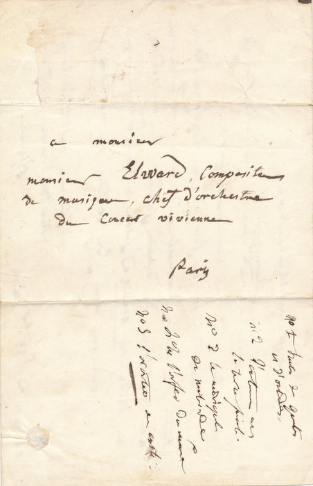 Henri Joseph RIGEL compositeur à Antoine Amable ELWARD lettre autographe signée