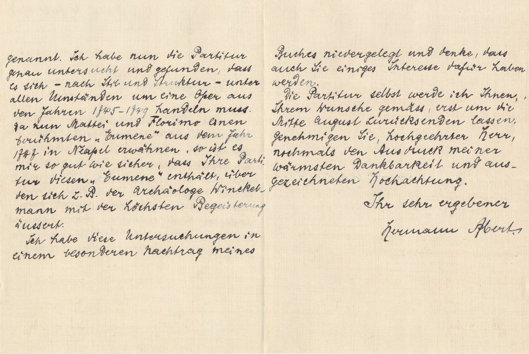 Hermann ABERT musique 5 lettres autographes signées Jommelli  Rodolphe Allemagne