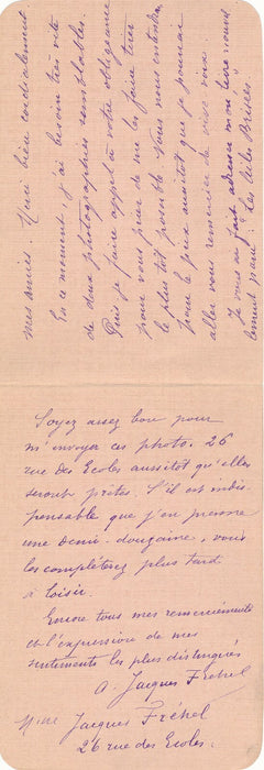 Jacques FRÉHEL Alice Telot : joie de Tola Doriane Manoël de Grandfort lettre 