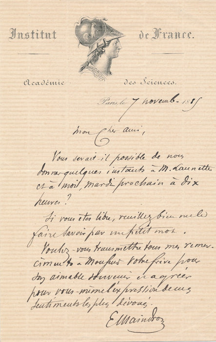 Ernest MAINDRON 8 lettres autographes signées à Gaston TISSANDIER revue Nature