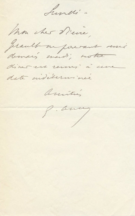 Georges ANCEY (1860-1917) dramaturge Lettre autographe signée dîner Gerault