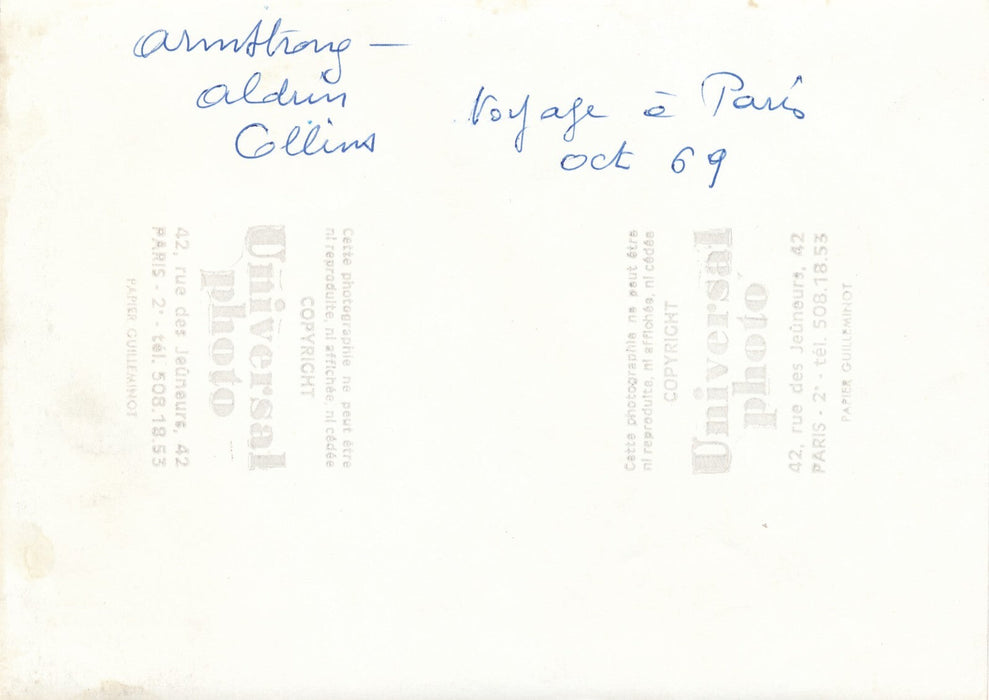 Aldrin Armstrong et Collins en voyage à Paris 1969 photo photographie vintage