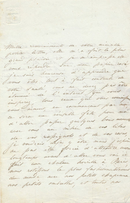 Marie PLEYEL 3 lettres autographes signées à Louise BOUTEILLER