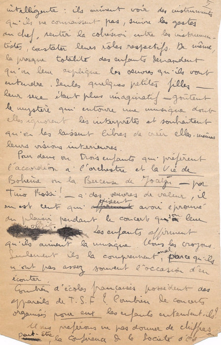 musicographe Claude Chamfray manuscrit autographe signé 1937 l’Education