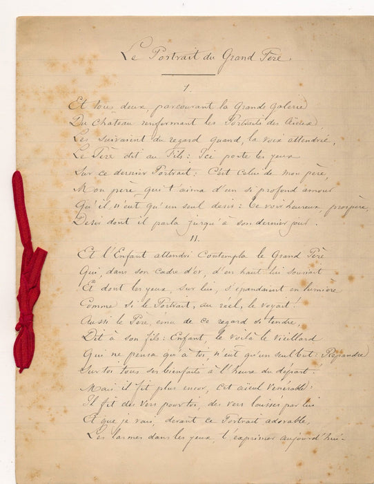 Poème autographe signé Julien Ader de Chièvres militaire Empereur Bonaparte 