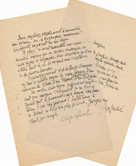 Ossip LOURIÉ Lettre autographe signée Belgique Russie biographie Benoit