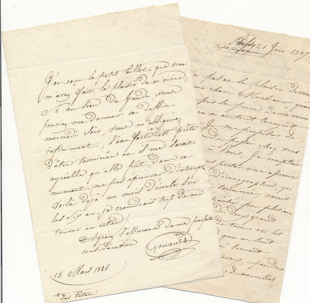 GOUAULT graveur à LAGUICHE dessinateur 4 lettres autographes signées Mongez