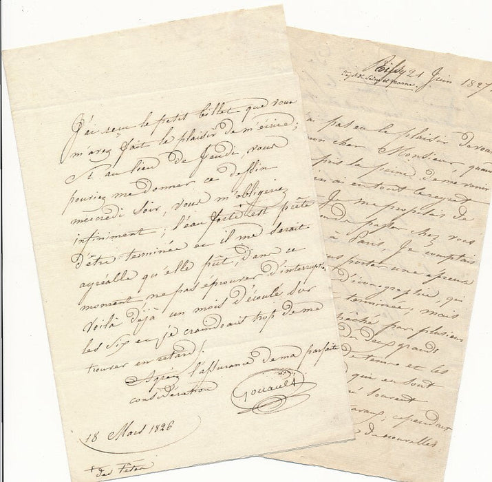 GOUAULT graveur à LAGUICHE dessinateur 4 lettres autographes signées Mongez