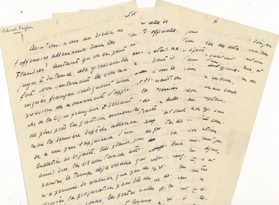 Fernand FEYLER officier théoricien militaire suisse manuscrit autographe signé