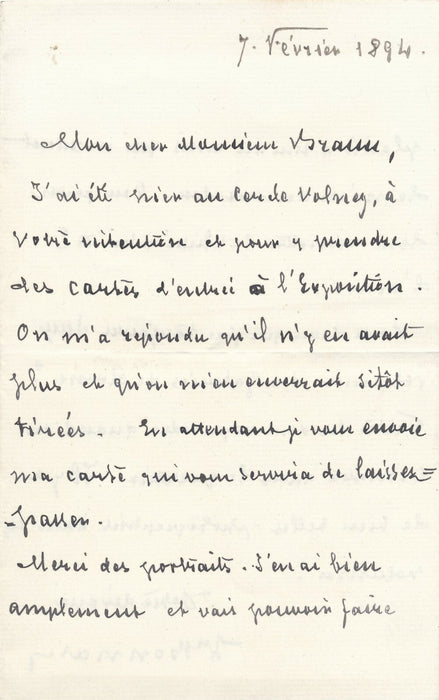 Léon BONNAT à Gaston Braun lettre autographe signée ses portraits sont demandés 