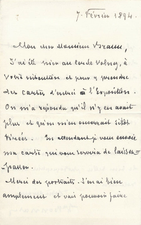 Léon BONNAT à Gaston Braun lettre autographe signée ses portraits sont demandés 
