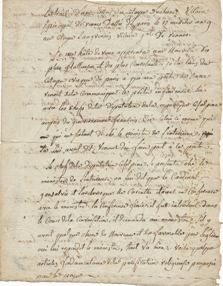 Duchesne Lanjuinais vicaire lettre concordat Bonaparte Renne autographe religion