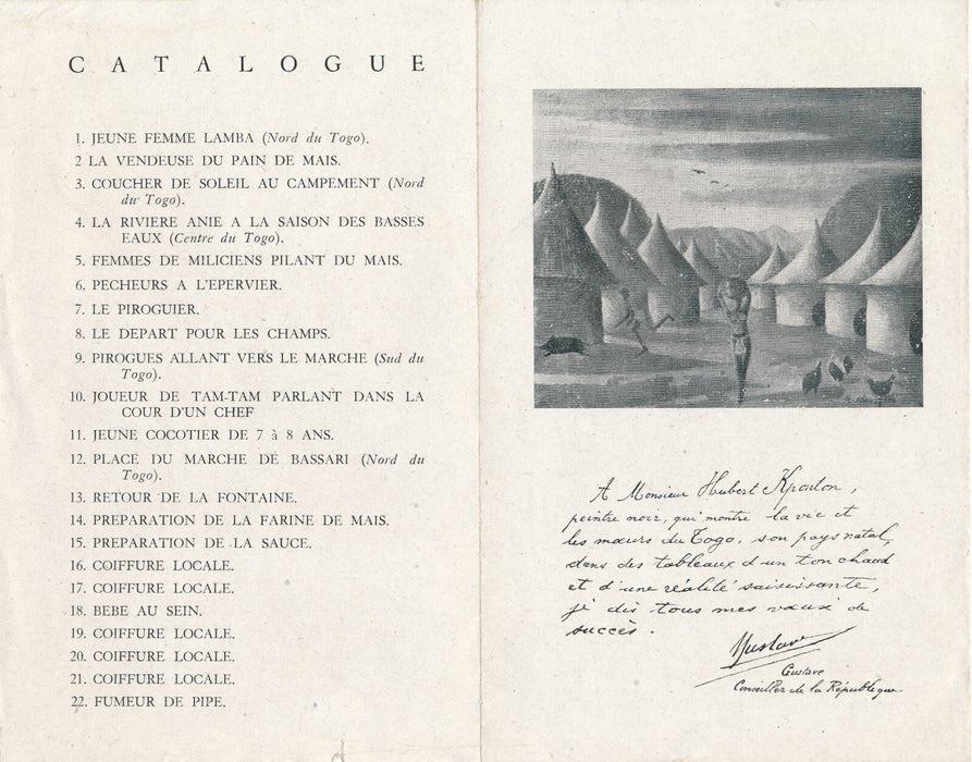 Hubert KPONTON peintre Togo dépliant invitation 1948 Jakovsky Galerie Scherel