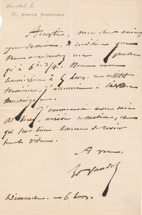 Édouard VANDAL administrateur 2 lettres autographes signées invitations