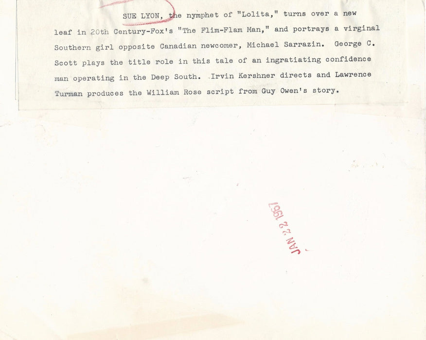 Cinéma Sue Lyon actrice Lolita 1967 photographie argentique époque