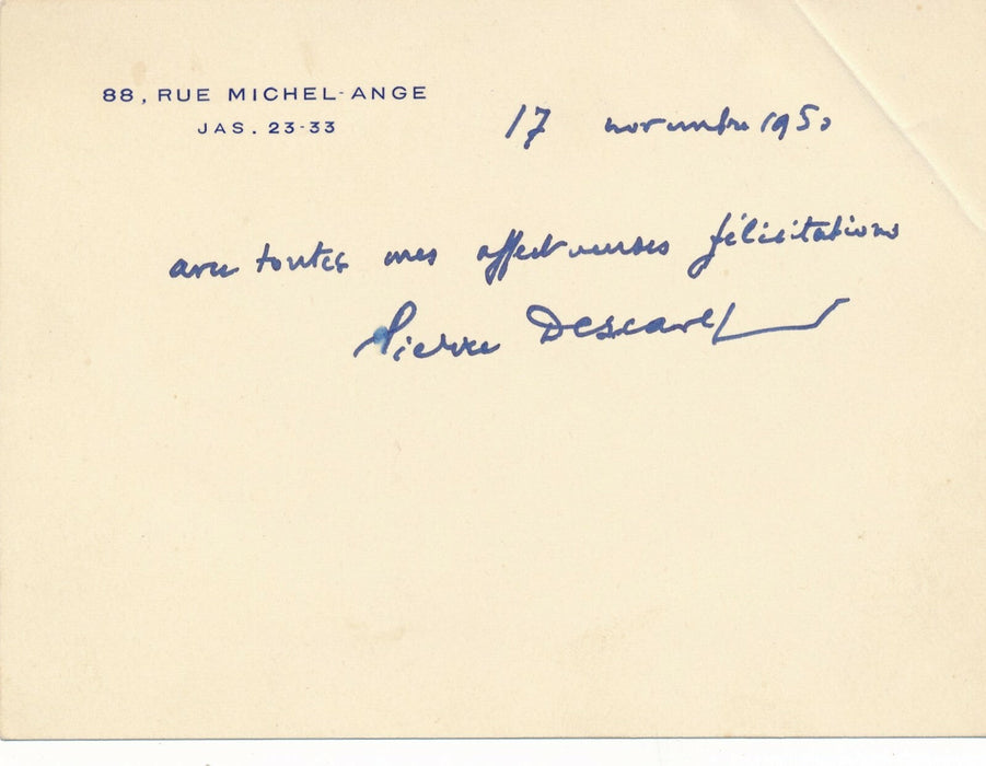 Pierre DESCAVES cartes autographes écrivain sonnet Courteline A. Antoine théâtre